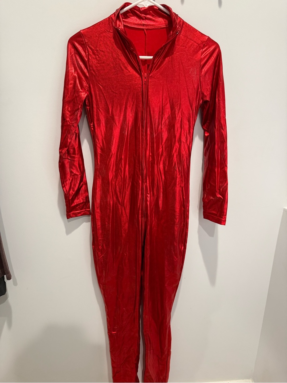 Oops I did it again Red Metallic One-Piece Jumpsuit - Zip Front
